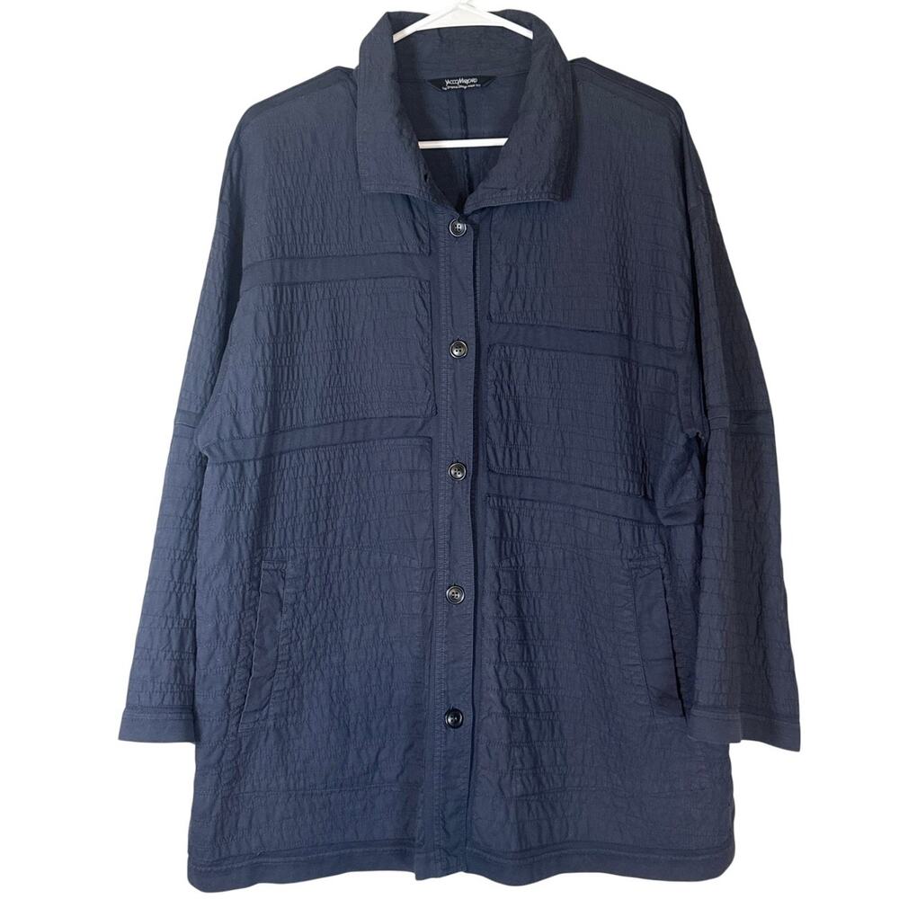 Yacco Maricard Oversized Shacket Shirt Jacket Blue Lagenlook Womens M/L Size 2